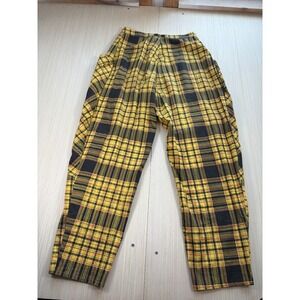 The‎ Spindrifter Pants Womens 34 Yellow Black Plaid Pocket Tapered Leg Zip Fly